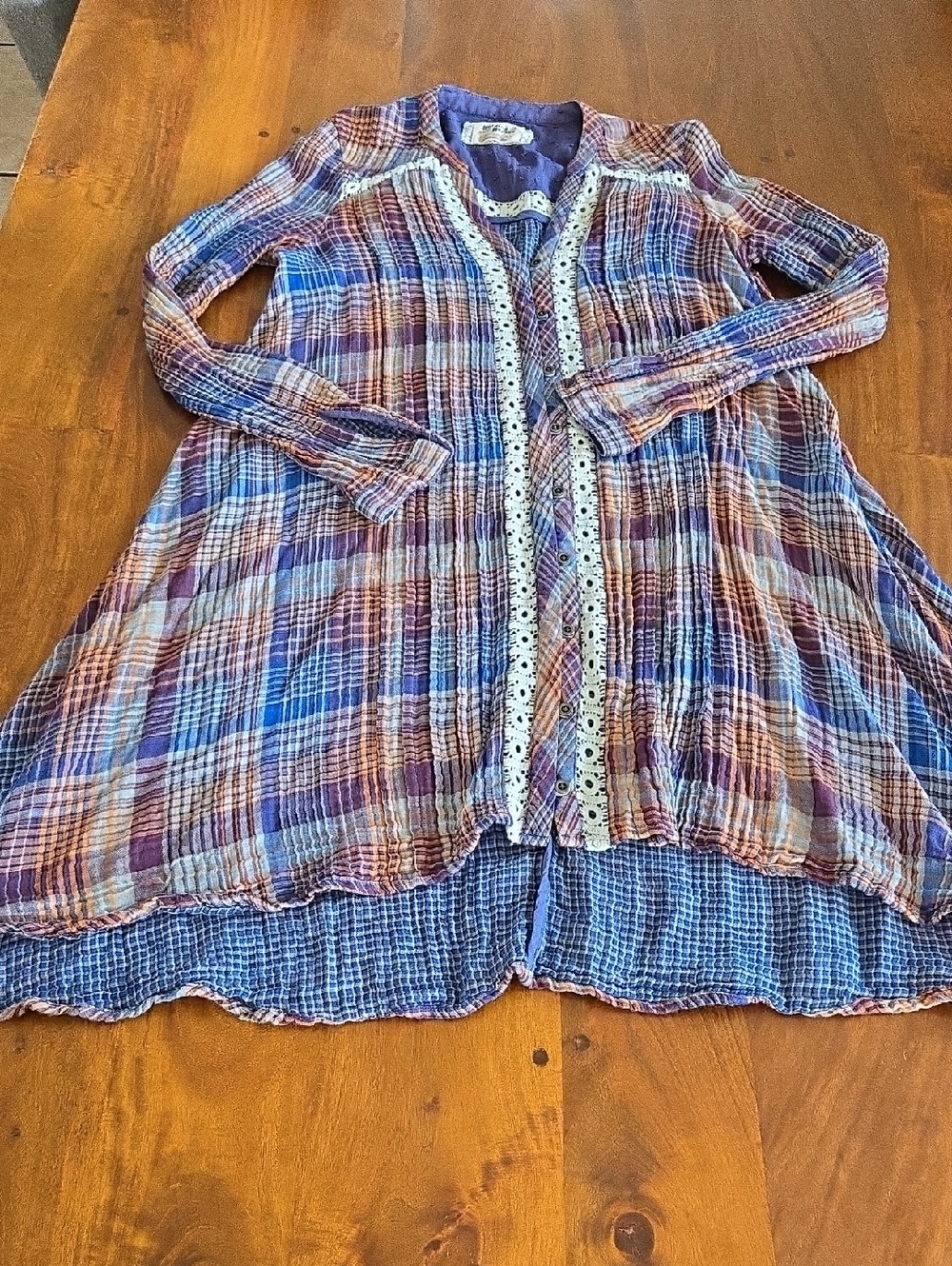 Anthropologie Holding Horses Plaidcand Crochet Lace Mini Dress Size Small - Picture 4 of 7